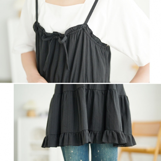 大きいサイズ レディース フリルティアードミニキャミワンピース tani