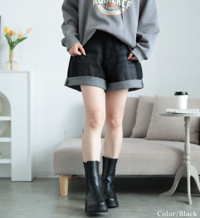 大きいサイズ レディース ロールアップショートパンツ tkb