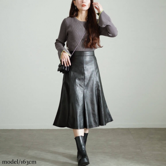 イベントセール】 大きいサイズ レディース フェイクレザーミモレ丈