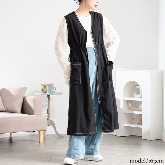 大きいサイズ レディース ナイロン配色ステッチジャンパースカート tog