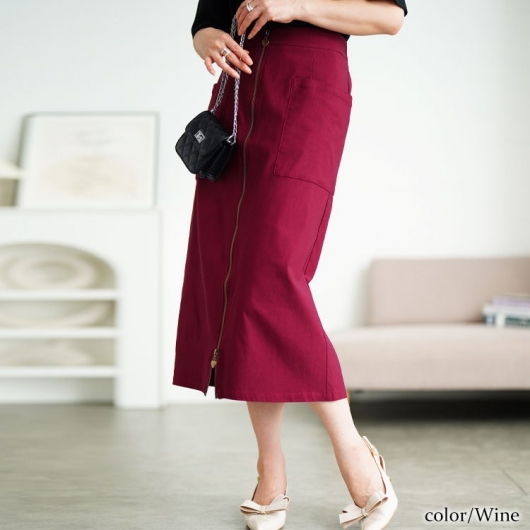 大きいサイズ レディース フロントハートZIPナロースカート tog-1057