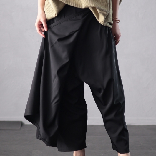 大きいサイズ レディース タックフレアレイヤードサルエルパンツ u2