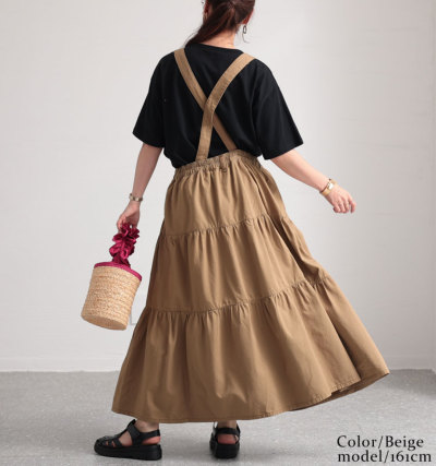 randy サロペットスカート ロング丈フレアサロペットスカート｜オーバーオール・オールインワン