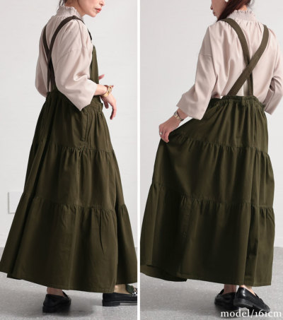 イベントセール】 大きいサイズ レディース ティアードサロペット