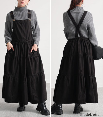 イベントセール】 大きいサイズ レディース ティアードサロペット