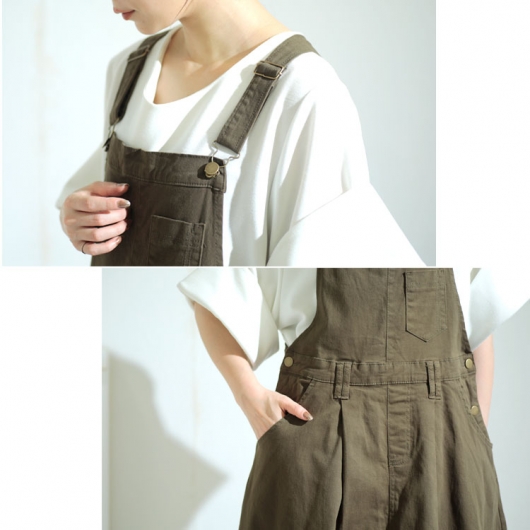♦︎未使用美品♦︎バンウェルコート32サイズ 大きいサイズ レディース マキシ丈ツイルフレアサロペスカート