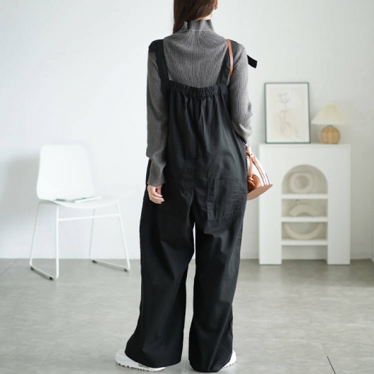 大きいサイズ レディース フロントジップサロペットパンツ wc-0357