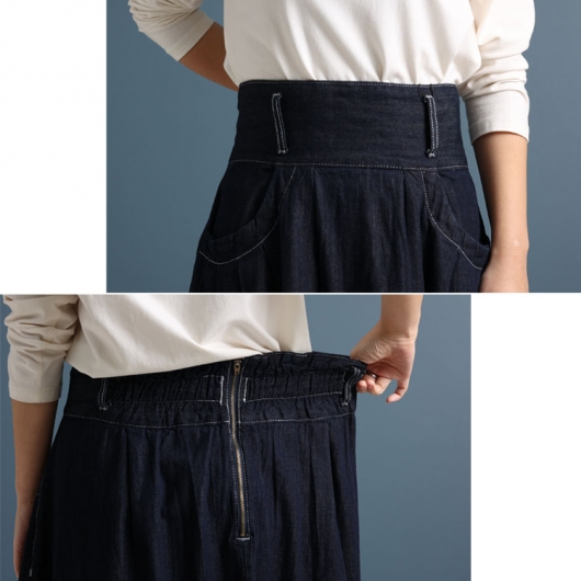 Ｙ’s ワイズ デニムスカート L】【ウォッシャブル】デニムAラインスカート(スカート)｜EVEX by
