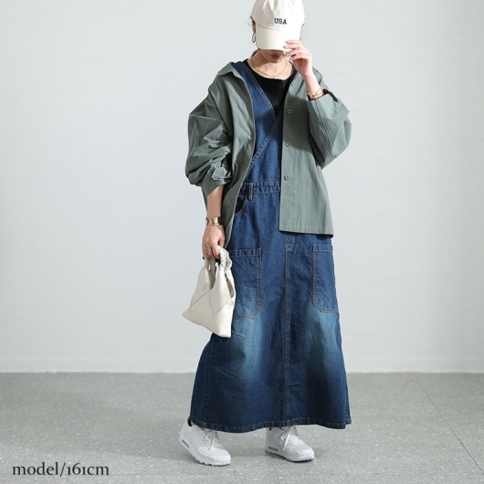 45rpm ジャンバースカート 大きいサイズ レディース カシュクールデニムジャンパースカート wd