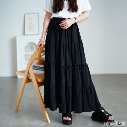 大きいサイズ レディース コットンティアードスカート wk-0558｜大きい