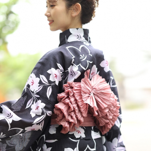 大きいサイズ レディース 【シアー浴衣】浴衣4点セット 古典桔梗柄